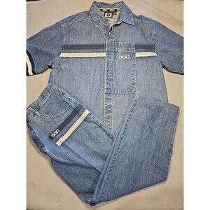 VINTAGE DON Matching Blue Jean Outfit XL Shirt Size 40x32 Pants Embroidered